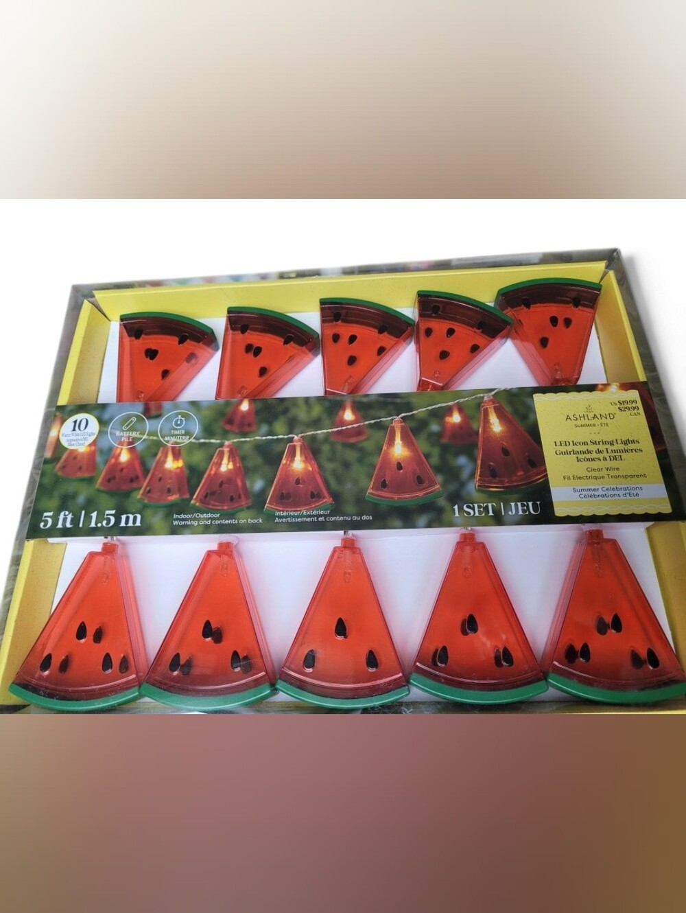 Ashland Watermelon LED String Lights Summer Patio BBQ Decor NIB - 2 Boxes Avail